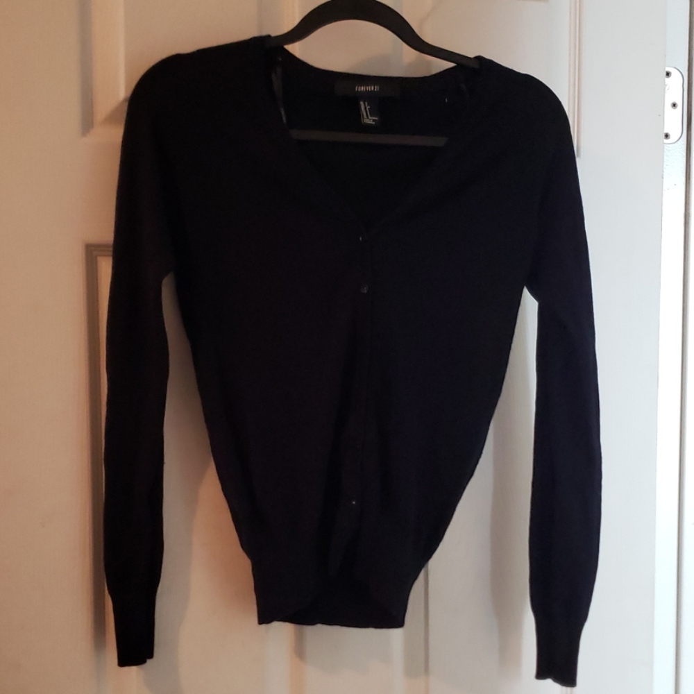 Forever 21 black V-neck button down cardigan